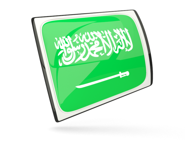 Glossy rectangular icon. Download flag icon of Saudi Arabia at PNG format