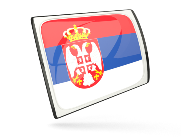 Glossy rectangular icon. Download flag icon of Serbia at PNG format