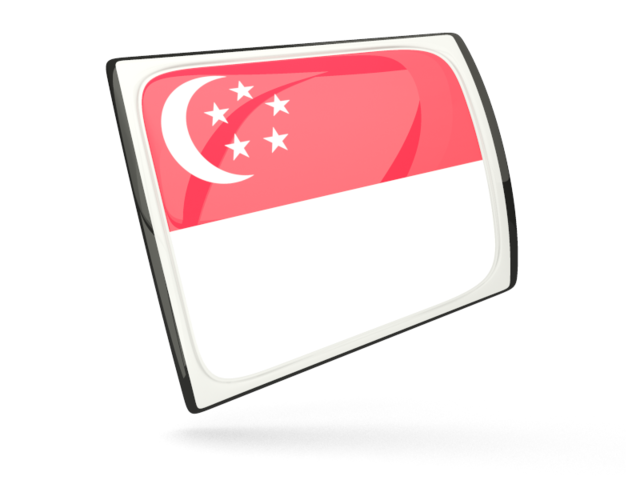 Glossy rectangular icon. Download flag icon of Singapore at PNG format