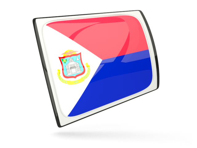 Glossy rectangular icon. Download flag icon of Sint Maarten at PNG format