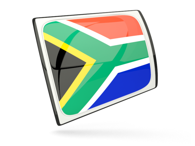 Glossy rectangular icon. Download flag icon of South Africa at PNG format