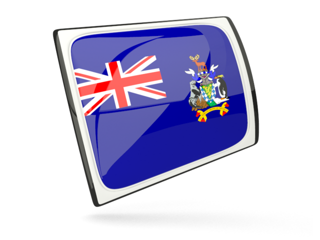 Glossy rectangular icon. Download flag icon of South Georgia and the South Sandwich Islands at PNG format