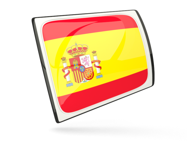 Glossy rectangular icon. Download flag icon of Spain at PNG format