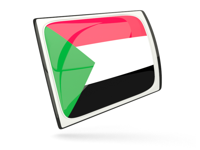 Glossy rectangular icon. Download flag icon of Sudan at PNG format