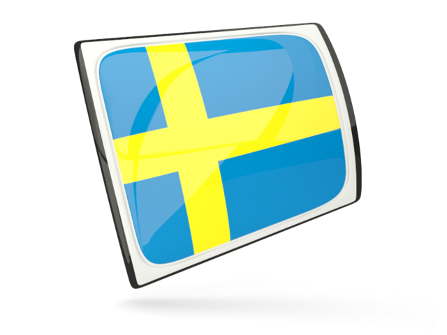Глянцевая прямоугольная иконка. Скачать флаг. Швеция