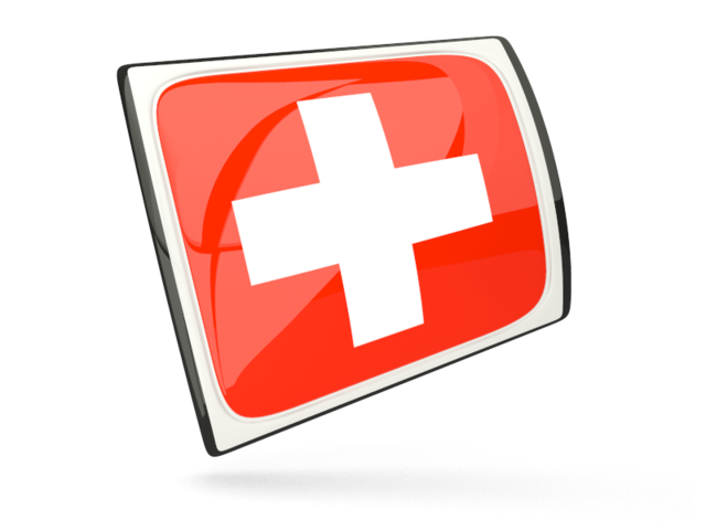 Glossy rectangular icon. Download flag icon of Switzerland at PNG format