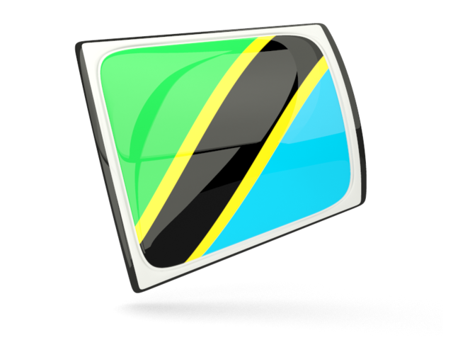 Glossy rectangular icon. Download flag icon of Tanzania at PNG format