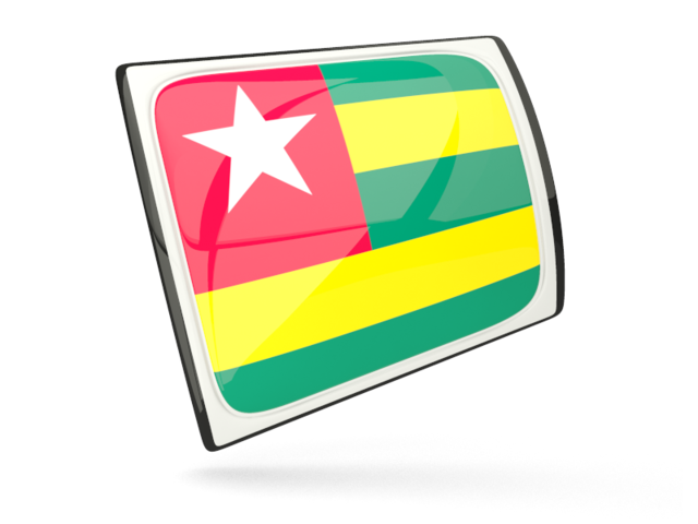 Glossy rectangular icon. Download flag icon of Togo at PNG format