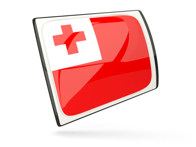 Glossy rectangular icon. Download flag icon of Tonga at PNG format