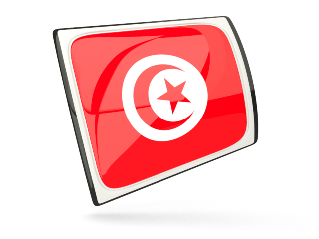 Glossy rectangular icon. Download flag icon of Tunisia at PNG format