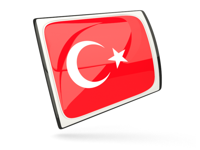 Glossy rectangular icon. Download flag icon of Turkey at PNG format