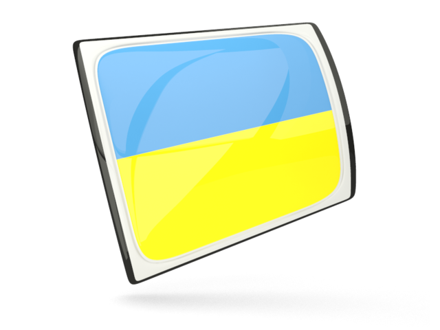 Glossy rectangular icon. Download flag icon of Ukraine at PNG format