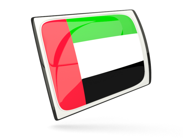 Glossy rectangular icon. Download flag icon of United Arab Emirates at PNG format