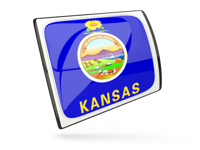 Glossy rectangular icon. Download flag icon of Kansas