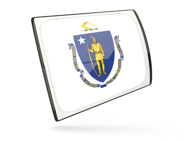 Glossy rectangular icon. Download flag icon of Massachusetts