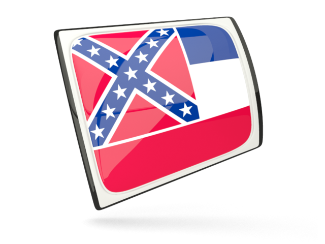 Glossy rectangular icon. Download flag icon of Mississippi