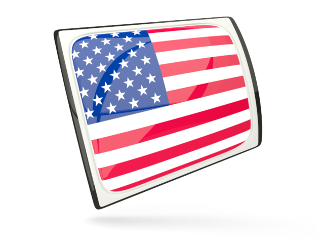 Glossy rectangular icon. Download flag icon of United States of America at PNG format