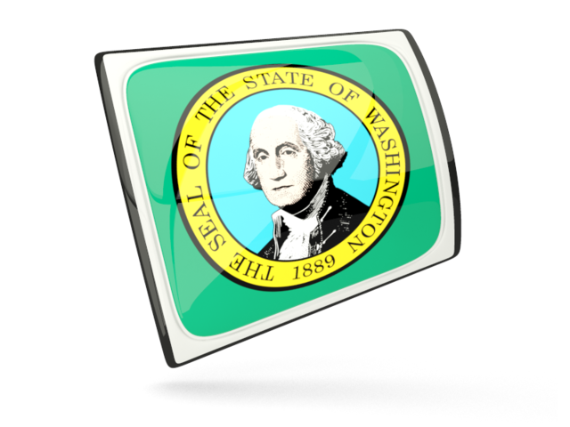Глянцевая прямоугольная иконка. Загрузить иконку флага штата Вашингтон