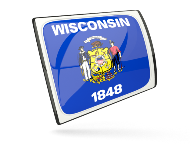 Glossy rectangular icon. Download flag icon of Wisconsin