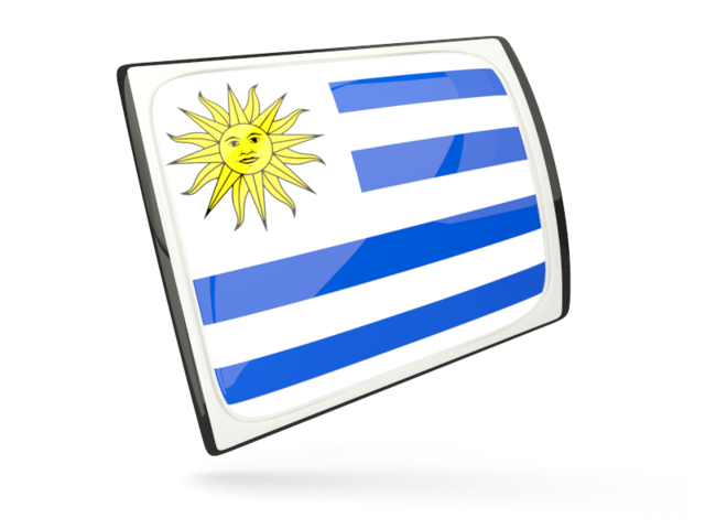 Glossy rectangular icon. Download flag icon of Uruguay at PNG format