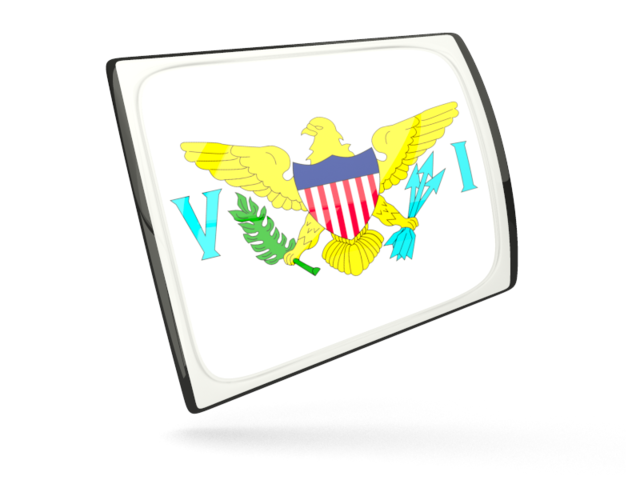 Глянцевая прямоугольная иконка. Скачать флаг. Американские Виргинские острова