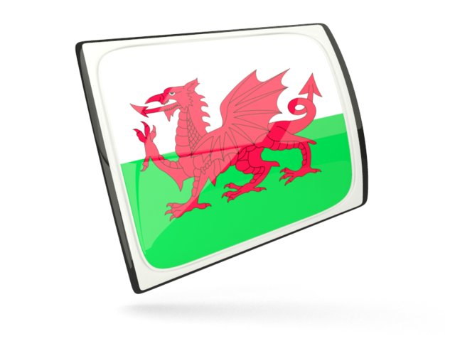 Glossy rectangular icon. Download flag icon of Wales at PNG format