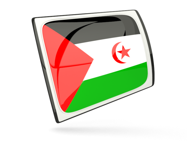 Glossy rectangular icon. Download flag icon of Western Sahara at PNG format