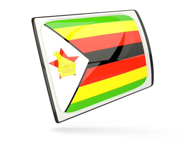 Glossy rectangular icon. Download flag icon of Zimbabwe at PNG format