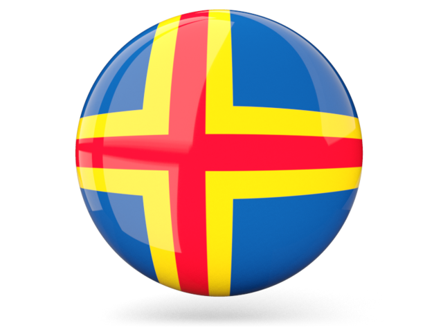 Glossy round icon. Download flag icon of Aland Islands at PNG format