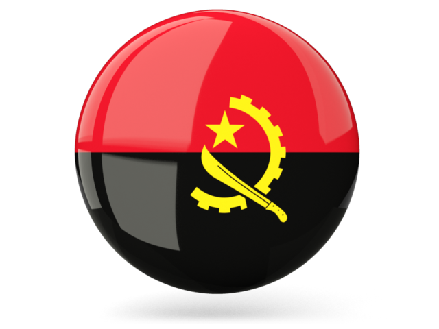 Glossy round icon. Download flag icon of Angola at PNG format