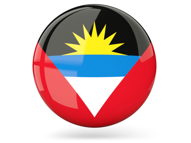 Glossy round icon. Download flag icon of Antigua and Barbuda at PNG format