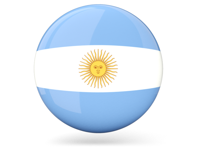 Glossy round icon. Download flag icon of Argentina at PNG format