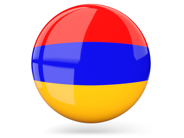 Glossy round icon. Download flag icon of Armenia at PNG format