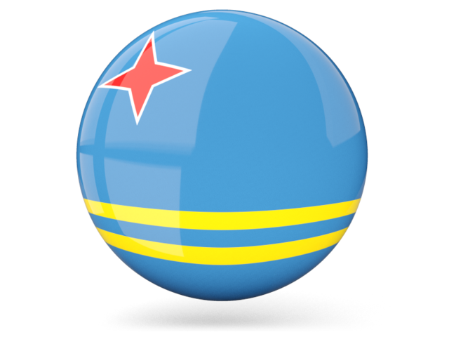 Glossy round icon. Download flag icon of Aruba at PNG format