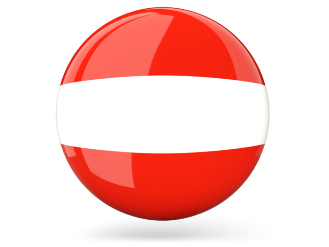 Glossy round icon. Download flag icon of Austria at PNG format