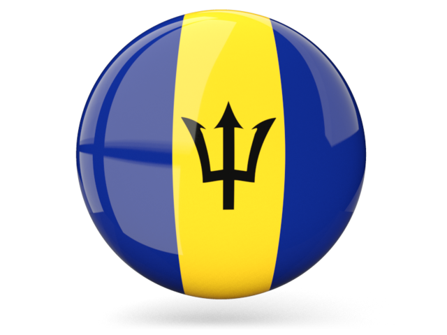 Glossy round icon. Download flag icon of Barbados at PNG format