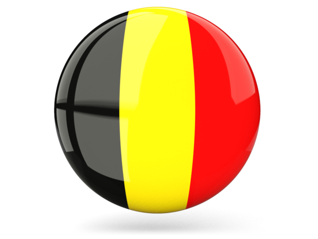 Glossy round icon. Download flag icon of Belgium at PNG format