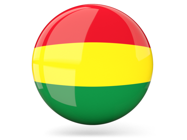 Glossy round icon. Download flag icon of Bolivia at PNG format