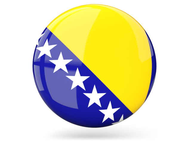 Glossy round icon. Download flag icon of Bosnia and Herzegovina at PNG format