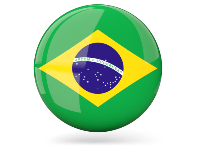 Glossy round icon. Download flag icon of Brazil at PNG format