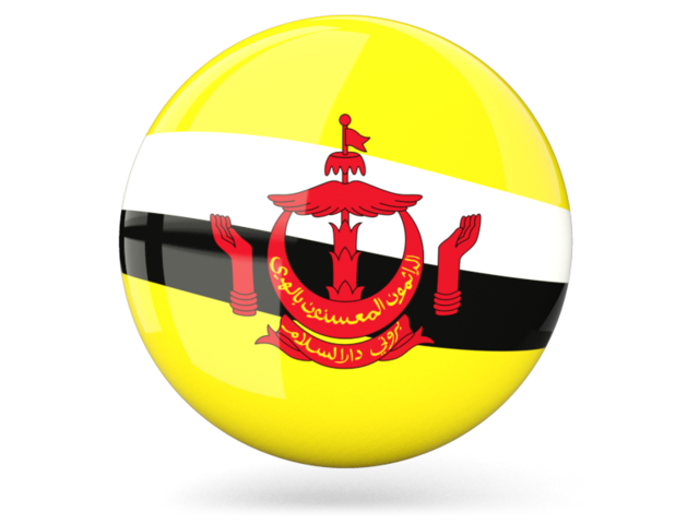 Glossy round icon. Download flag icon of Brunei at PNG format