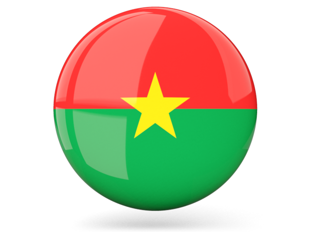 Glossy round icon. Download flag icon of Burkina Faso at PNG format