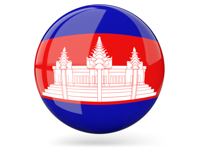 Glossy round icon. Download flag icon of Cambodia at PNG format