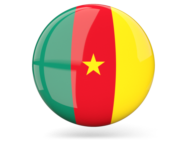 Glossy round icon. Download flag icon of Cameroon at PNG format
