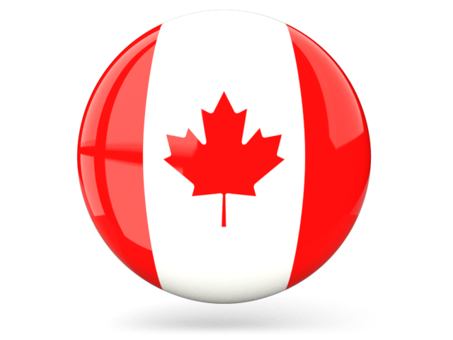 Glossy round icon. Download flag icon of Canada at PNG format