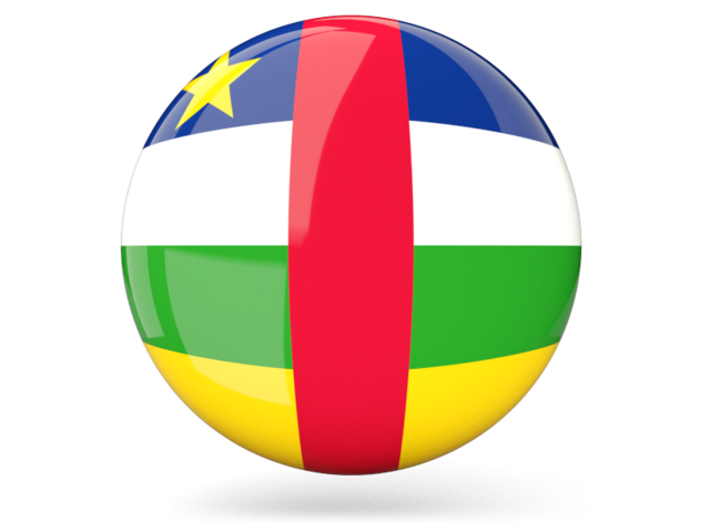 Glossy round icon. Download flag icon of Central African Republic at PNG format