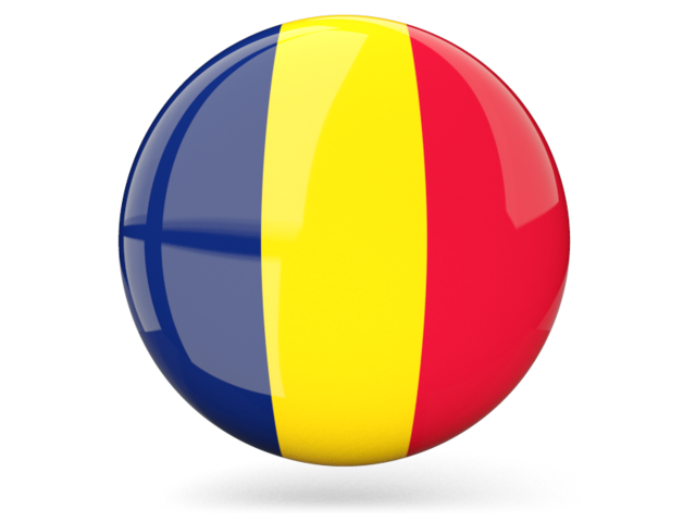 Glossy round icon. Download flag icon of Chad at PNG format