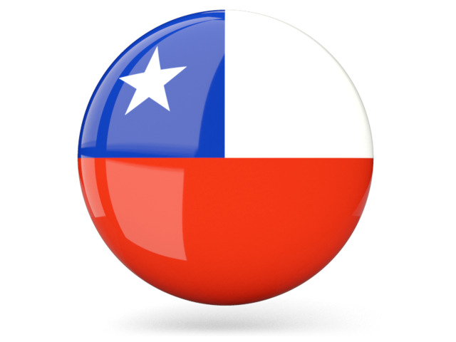 Glossy round icon. Download flag icon of Chile at PNG format