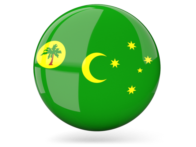 Glossy round icon. Download flag icon of Cocos Islands at PNG format