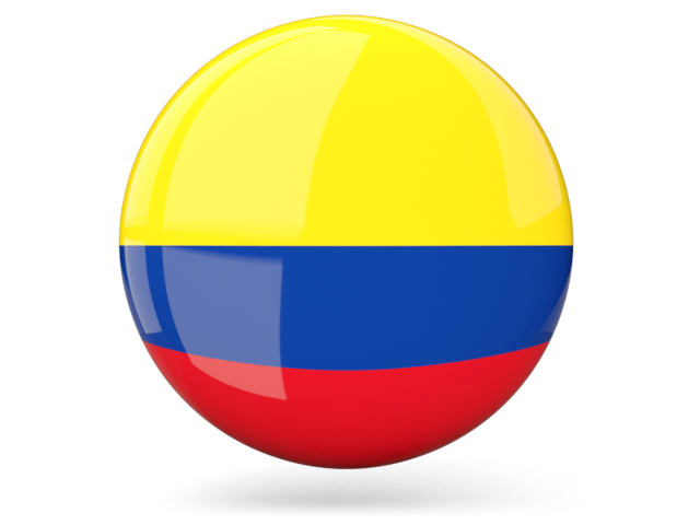 Glossy round icon. Download flag icon of Colombia at PNG format